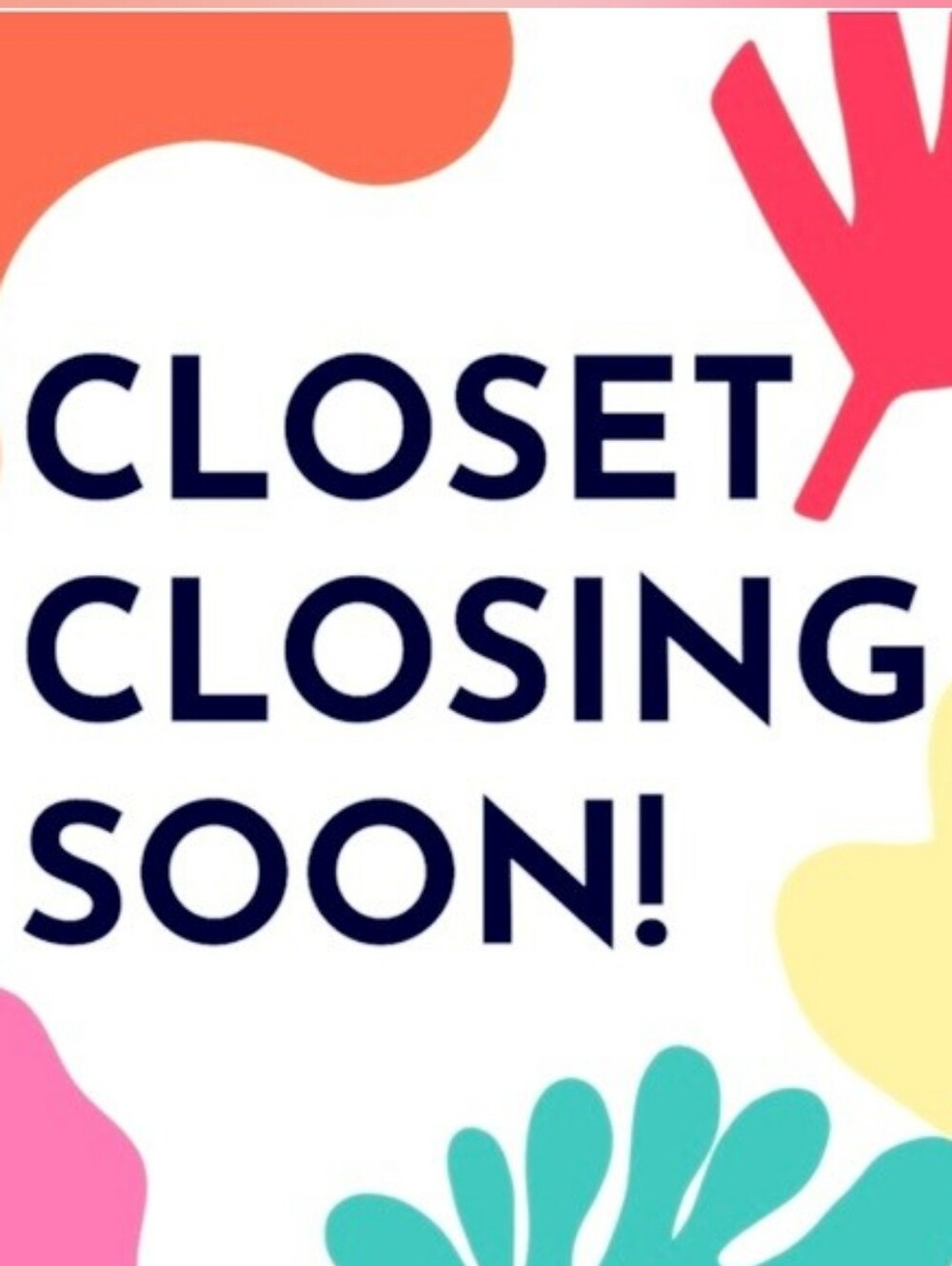CLOSET CLOSING OCT 1! MAKE YOUR OFFER!!!
SINGLE ITEM - SELL
BUNDLE ITEMS - SELL